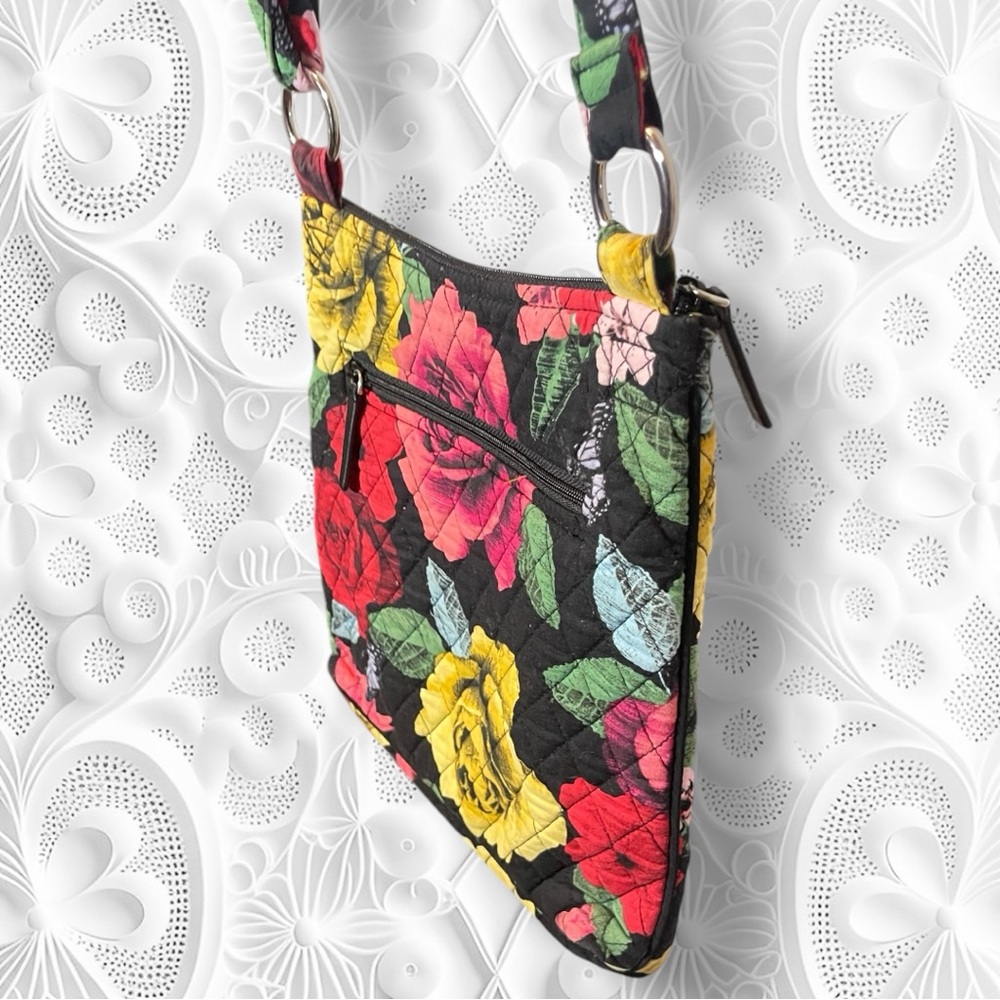 Vera Bradley Hipster Crossbody Bag Havana Rose Butterfly Floral Red Yellow Black - Picture 10 of 15
